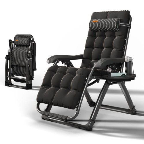 Крісло шезлонг Zero Gravity WCG Mafia зі смугастим полотном + чорний матрац, код: S13-PP-IF