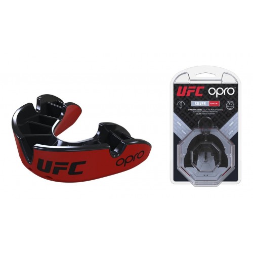 Капа OPRO Silver UFC Hologram Red/Black, код: UFC_Silver_Red/Black