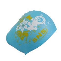 Шапочка для плавання SNS для довгого волосся KW-3Г blue flowers, синій, код: 11338-SNS