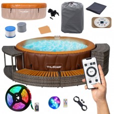 Джакузі-SPA надувне Thunder Mocha 6-місне + сірі меблі з ротанга – 4 шт, код: Mocha-HALF-GRAY-IN