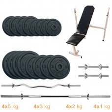 Лава для жиму з набором штанг + гантелі металеві Newt Gym Set-SKHW Home 60 кг, код: NE-M-SKHW-SET-55