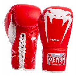Рукавички боксерські шкіряні Venum Giant на шнурівці 10 унцій, червоний, код: VL-5786_10R