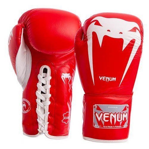 Рукавички боксерські шкіряні Venum Giant на шнурівці 10 унцій, червоний, код: VL-5786_10R