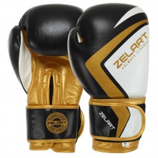 Рукавички боксерські шкіряні Zelart Contender 2.0 на липучці 10 унцій, чорний-золотий, код: VL-8202_10BKY