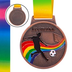 Медаль спортивна з кольоровою стрічкою "Футбол" PlayGame Football бронзова, код: C-0344_B-S52