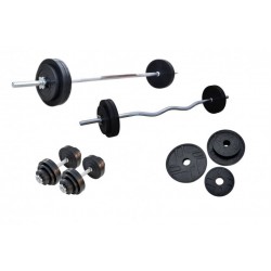 Набірна штанга c гантелями RN-Sport 4 хромированных грифа + обрезиненные диски 57 кг, код: Obtop57