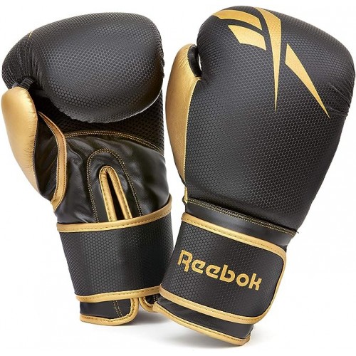 Боксерські рукавиці Reebok Boxing Gloves 16 унцій, чорний-золото, код: 885652010993