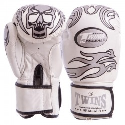 Рукавиці боксерські шкіряні Twins 12 унцій, білий, код: MA-5436_12W