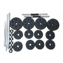 Штанга та 2 гантелі HouseFit загальна вага 50кг, код: К00022519 Штанга та 2 гантелі HouseFit загальна вага 50кг, код: К00022519