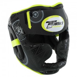 Шолом боксерський з повним захистом Twins PVC XL, чорний-лимоний, код: BO-9481_XLLG