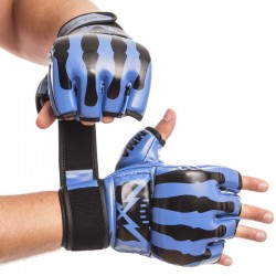 Рукавички для змішаних єдиноборств MMA Zelart розмір L, синій-чорний, код: BO-1395_LBLBK