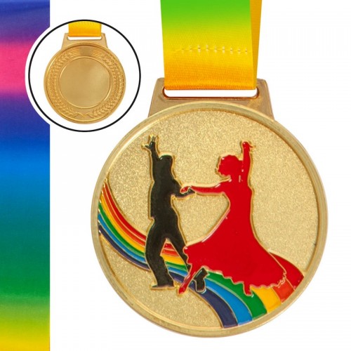 Медаль спортивна зі стрічкою кольорова PlayGame Танці d-65 мм золота, код: C-0339_G
