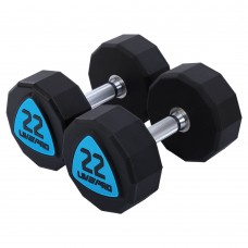 Гантелі цільні професійні з поліуретановим покриттям LiveUp 2х22кг, чорний-синій, код: LP8003-22-S52 Гантелі цільні професійні з поліуретановим покриттям LiveUp 2х22кг, чорний-синій, код: LP8003-22-S52