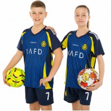 Форма футбольна дитяча PlayGame із символікою AL Nassr Ronaldo 7 гостьова, розмір 26, зріст 140-145, темно-синій-жовтий, код: CO-4656_26