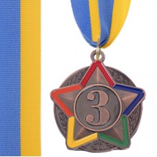 Медаль спортивна зі стрічкою кольорова SP-Sport Star бронза, код: C-3177_B-S52