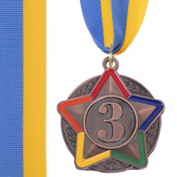 Медаль спортивна зі стрічкою кольорова SP-Sport Star бронза, код: C-3177_B-S52