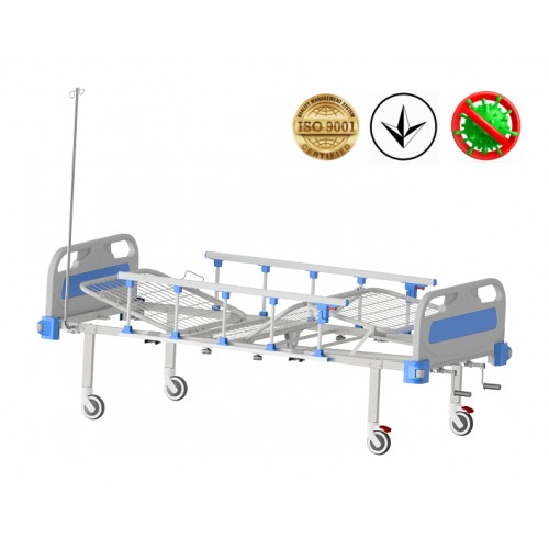 Ліжко медичне функціональне Атон КФ-4-МП-БП-ОП-Ш-К75 з пластиковими бильця, огорожами, штативом і, код: 1582413273-A