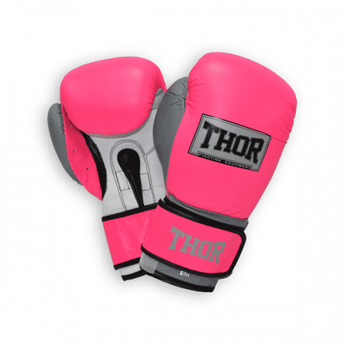 Рукавиці боксерські Thor Typhoon 14oz шкіра, код: 8027/02 (Leath) Pink/Grey/W 14 oz.