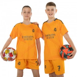 Форма футбольна дитяча PlayGame із символікою Real Madrid Vini 7 гостьова 2025, розмір 28, зріст 145-150, помаранчевий, код: CO-4644_28