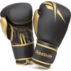 Боксерські рукавиці Reebok Boxing Gloves 12 унцій, чорний-золотистий, код: 885652010979