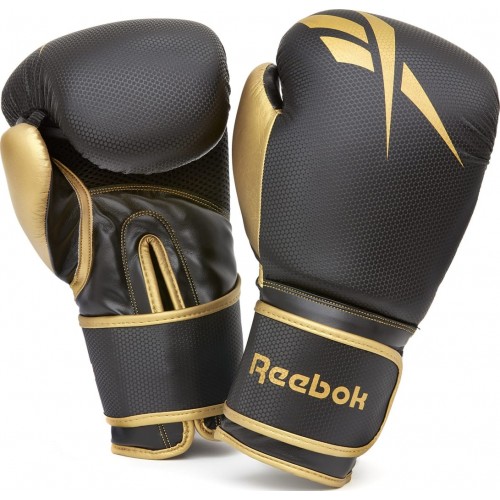 Боксерські рукавиці Reebok Boxing Gloves 12 унцій, чорний-золотистий, код: 885652010979