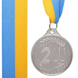 Медаль спортивна зі стрічкою PlayGame Ukraine d-65 мм, срібний, код: C-9293_S