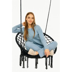 Крісло-гойдалка підвісна кругла WCG 80 см + м’яка подушка, чорний, код: QNSW01BL-IF