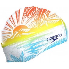 Шапка для плавання Speedo Slogan PRT Cap AU/AF/AM білий-синій-помаранчевий, код: 5059937796277