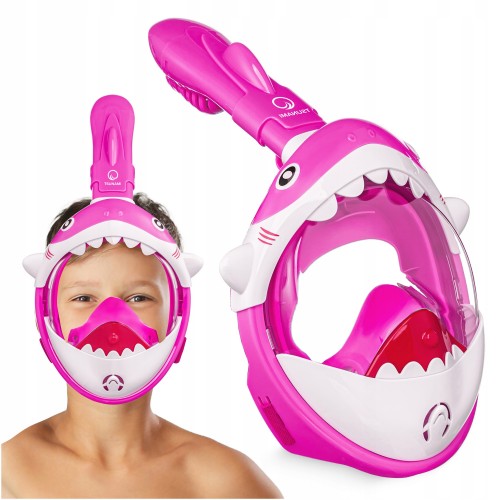 Маска для снорклінгу дитяча Tsunami Shark повнолицьова, рожевий, код: P-5905973405430