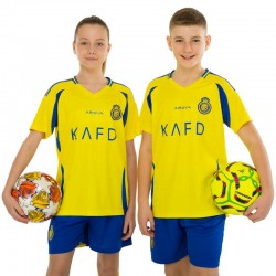 Форма футбольна дитяча PlayGame із символікою AL Nassr домашня 2025, розмір 30, зріст 150-160, жовтий-синій, код: CO-4653_30