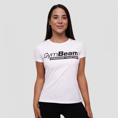 Футболка жіноча GymBeam Clothing Stronger Together XS, білий, код: 221821-GB