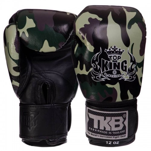 Рукавички боксерські Top King Empower Camouflage шкіряні 8 унцій, камуфляж зелений, код: TKBGEM-03_8G-S52