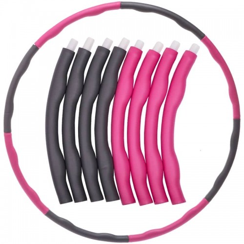 Обруч масажний м"який FitGo Hula Hoop 980 мм малиновий-сірий, код: BY-018_MGR