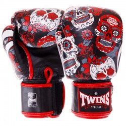 Рукавички боксерські шкіряні Twins Skull 12 унцій, червоний-чорний, код: FBGVL3-53_12RBK