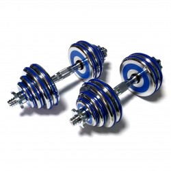 Збірні хромовані гантелі SNS HADD30 2х15 кг з блакитними вставками, код: 12856-SNS Збірні хромовані гантелі SNS HADD30 2х15 кг з блакитними вставками, код: 12856-SNS