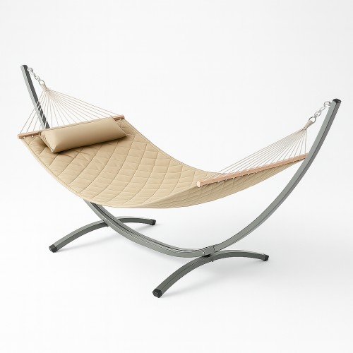 Стійка для гамака + Двомісний гамак з планками WCG Soft XXL 2000x1400 мм, бежевий, код: WCGR-H05-6-IF