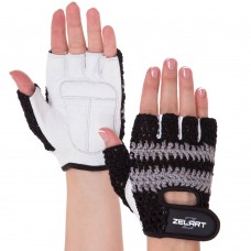 Рукавички для фітнесу жіночі Zelart розмір M чорний-білий, код: SB-161956_M