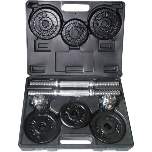 Гантелі збірні Toorx 15 кг (2х7,5 кг) з кейсом (VAL-15DGN), код: 931410-SVA