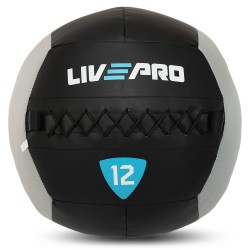 М"яч набивний медичний для кросфіту LiveUp 12кг, чорний-сірий, код: LP8100-12