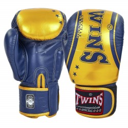 Рукавички боксерські шкіряні Twins 16 унцій, синій-золотий, код: FBGVL3-TW4_16BLY
