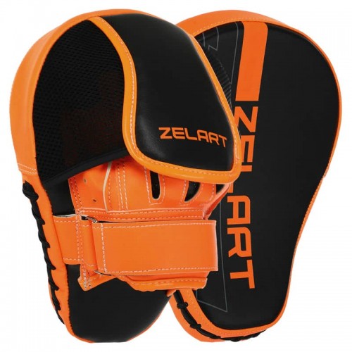 Лапа Вигнута для боксу та єдиноборств Zelart 2 шт, чорний-помаранчевий, код: BO-9057_OR
