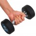 Гантелі цільні професійні з поліуретановим покриттям LiveUp 2х7кг, чорний-синій, код: LP8075-7