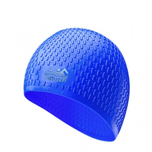 Шапочка для плавання силіконова Conquest YM-SD синій, код: 18239-SNS Шапочка для плавання силіконова Conquest YM-SD синій, код: 18239-SNS