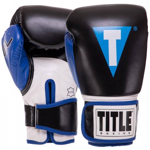 Боксерські рукавиці Title 8 унцій, чорний-синій, код: BO-3780_8BL