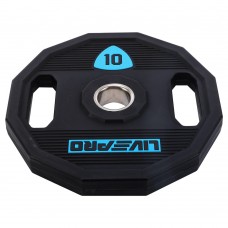 Блини диски поліуретанові 2 Handle металева втулка LiveUp ø51мм, 10кг, чорний, код: LP8023-10-S52