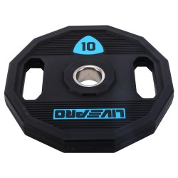 Блини диски поліуретанові 2 Handle металева втулка LiveUp ø51мм, 10кг, чорний, код: LP8023-10-S52