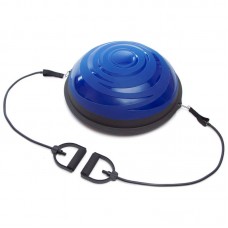 Балансировочная платформа цільна FitGo BOSU з двома еспандерами 570 мм, чорний-блакитний, код: FI-1935_N