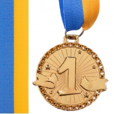 Медаль спортивна зі стрічкою PlayGame Бокс золота, код: C-4337_G