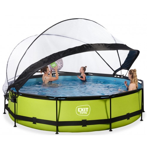 Басейн каркасний Exit "Лайм" для дітей, дачі 360х76 см з куполом, код: 30.32.12.40