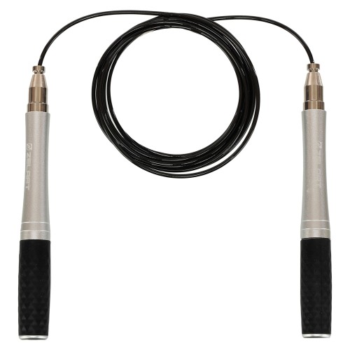 Скакалка швидкісна Кроссфіт з підшипником та сталевим тросом з алюмінієвими ручками Zelart 3м, чорний, код: FI-4869